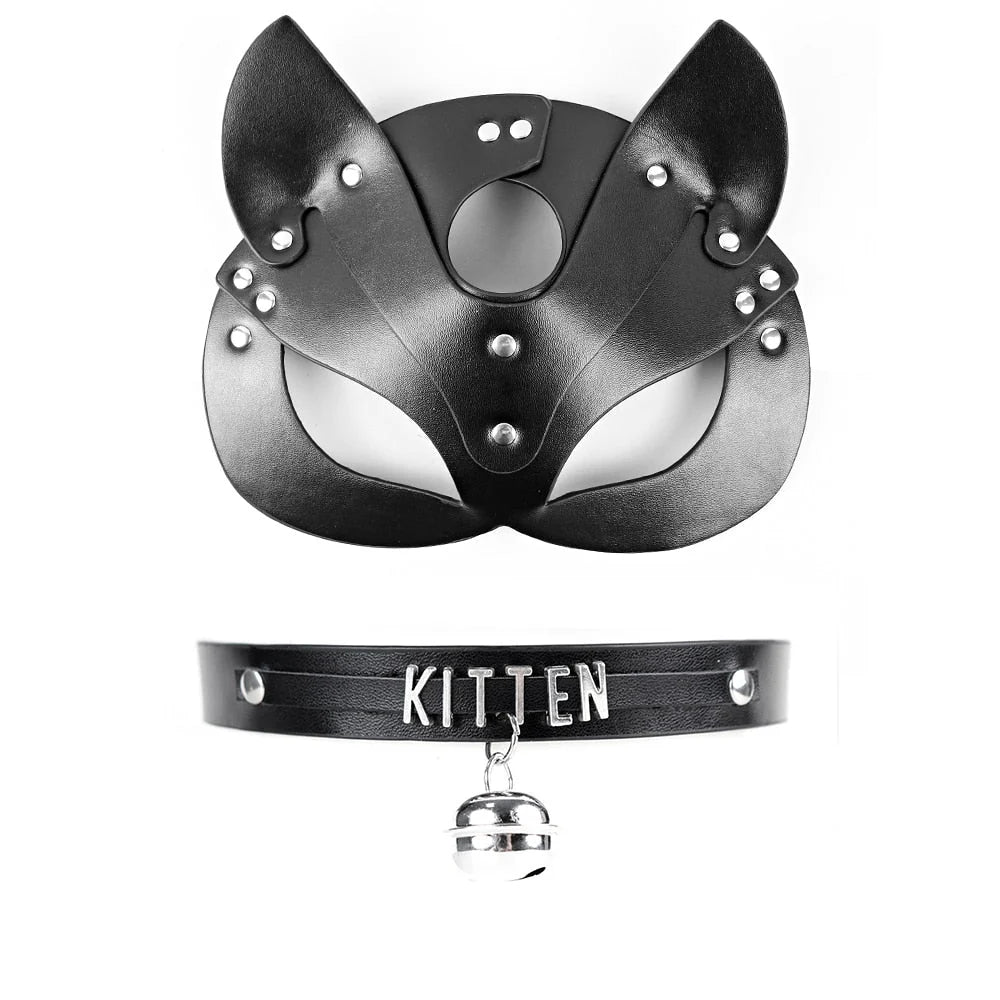Kitten After Dark Leather Cat Mask by OEXX