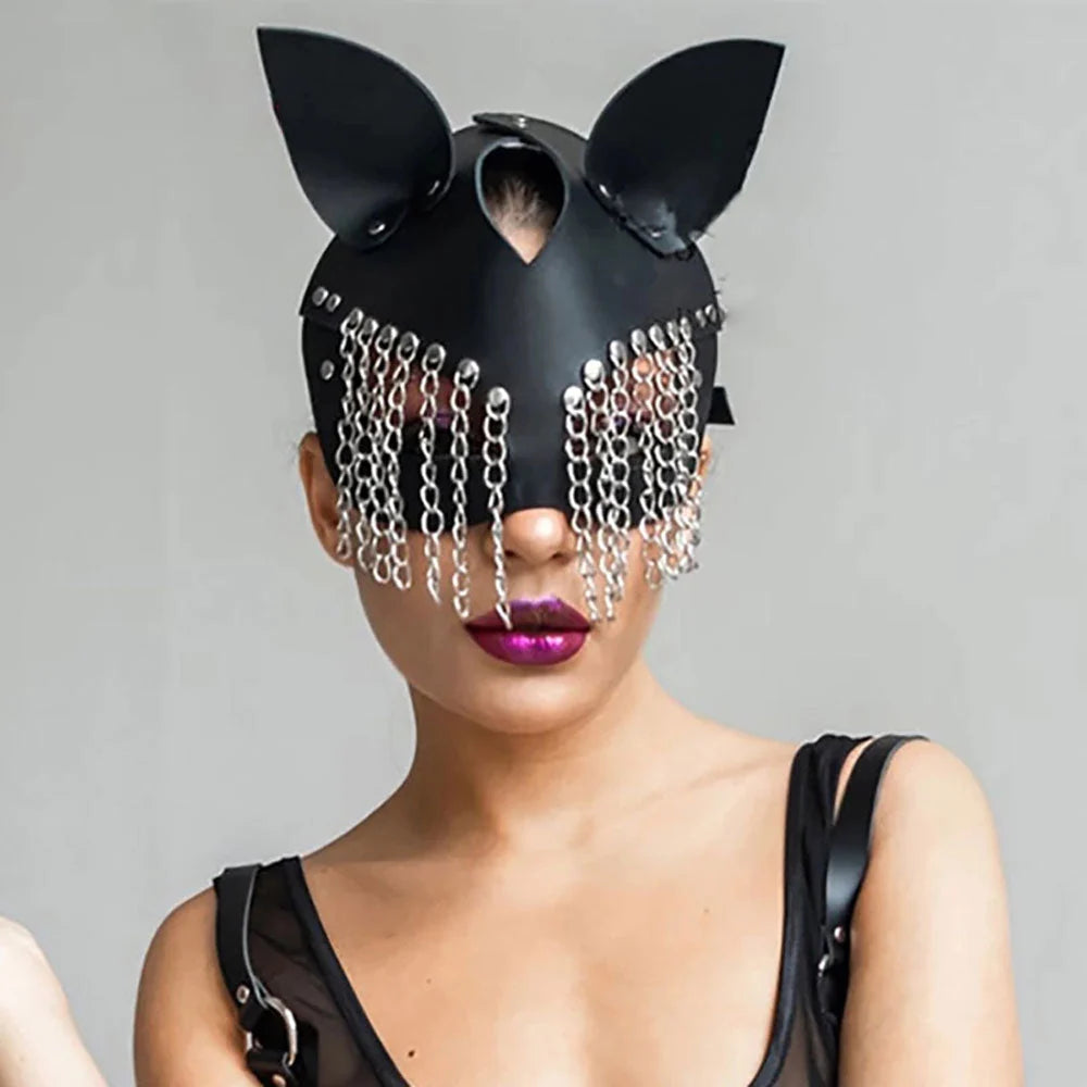 Kitten After Dark Leather Cat Mask by OEXX