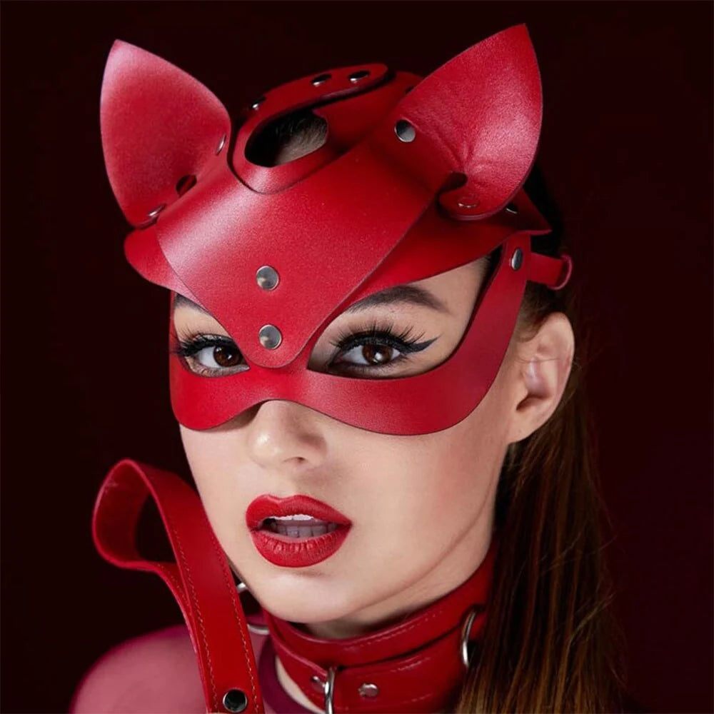 Kitten After Dark Leather Cat Mask by OEXX