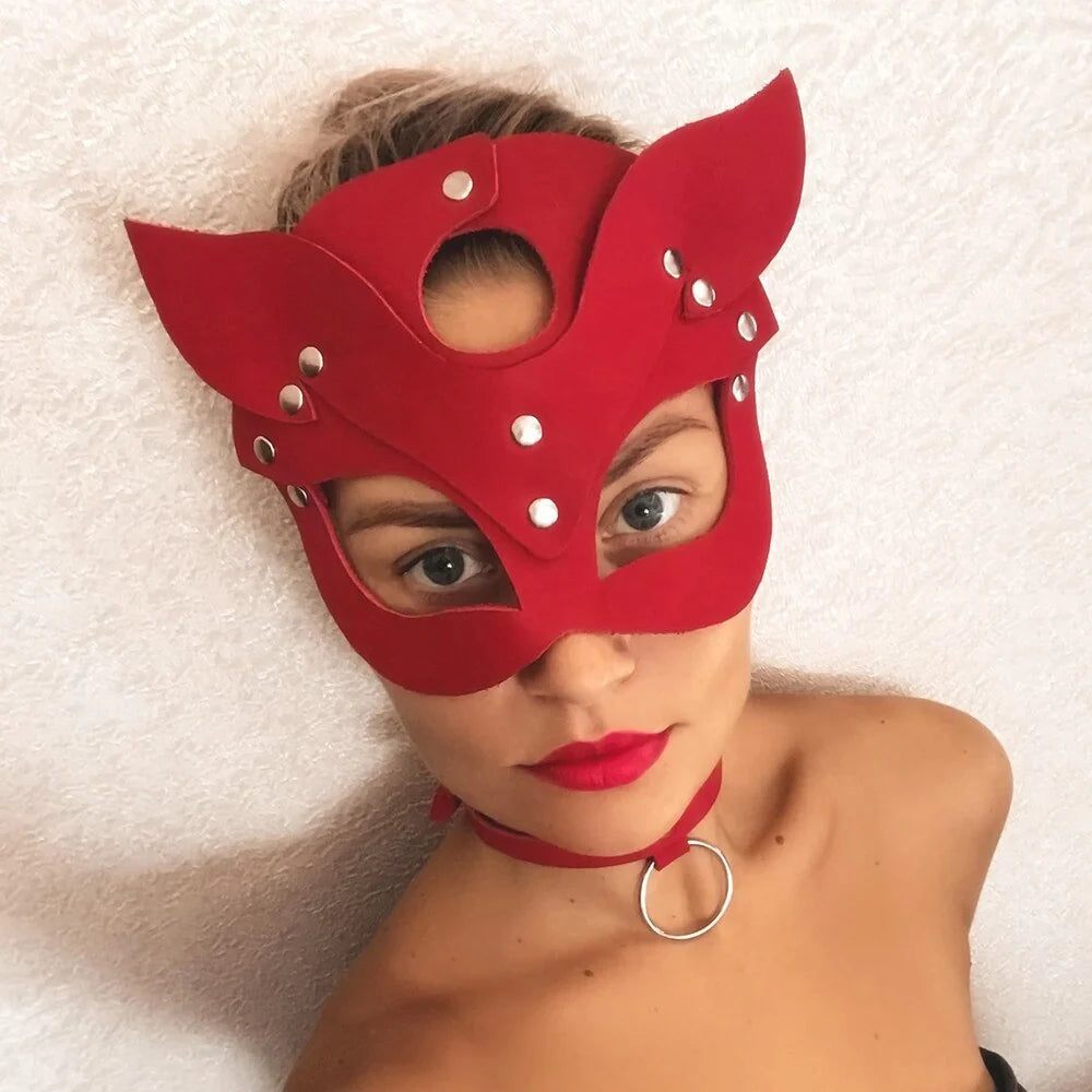 Kitten After Dark Leather Cat Mask by OEXX
