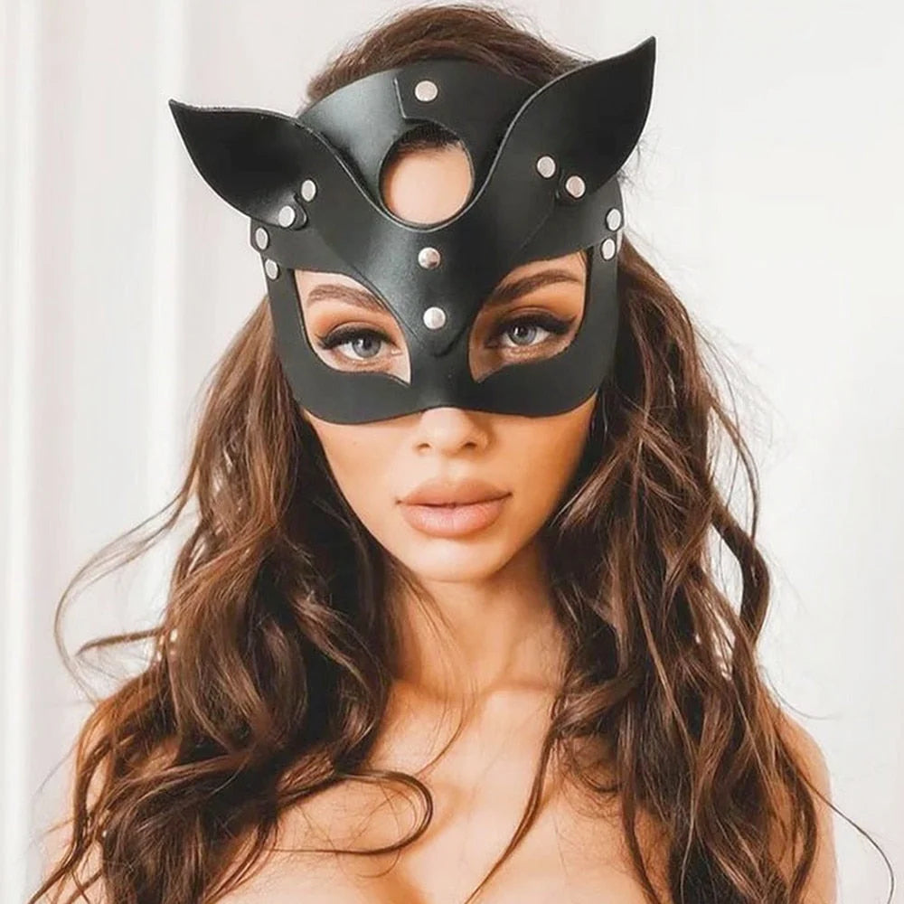 Kitten After Dark Leather Cat Mask by OEXX