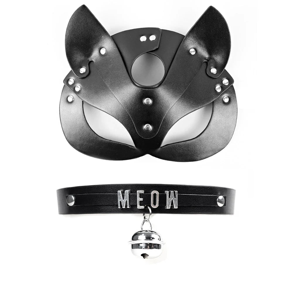 Kitten After Dark Leather Cat Mask by OEXX