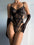 Maya sheer floral lace bodysuit in Black and Wine